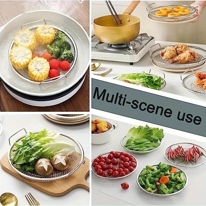 Stainless Steel Mesh Oil Filter Tray Drain Basket Reusable Vegetable Draining Rack Fried Food Strainer