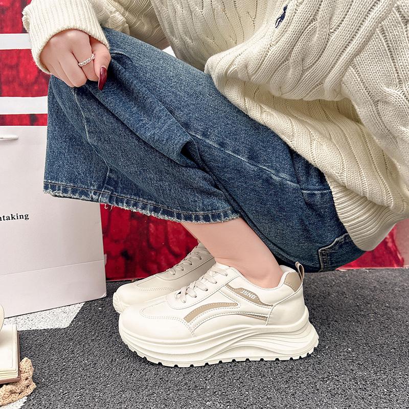 

Spring/ Autumn Elegant Running Sports Thick Soled Casual Shoes White Shoes Fashionable Hot Selling New Comfortable Women s Shoes 36 бежевый