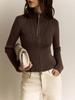 Autumn Winter Zipper Knitted Cardigan Women Vintage Long Sleeve Stand-Up Collar Sweater Street Short Sweater for Female Jacket