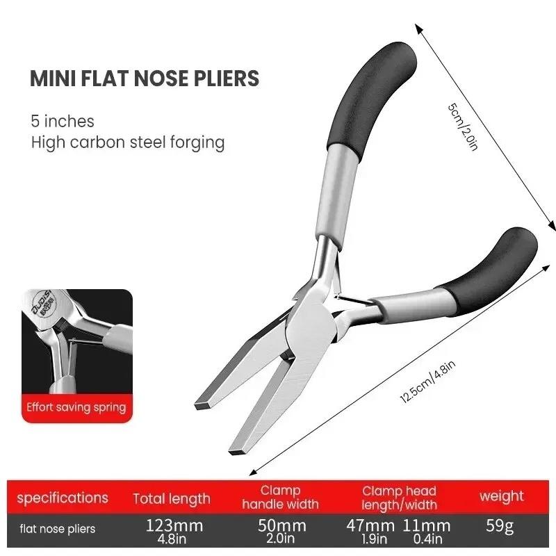 Mini Pointed Flat Mouth Extended Needle Nose Pliers Set with Oblique Tip for Wire Binding and Jewelry Making Tools