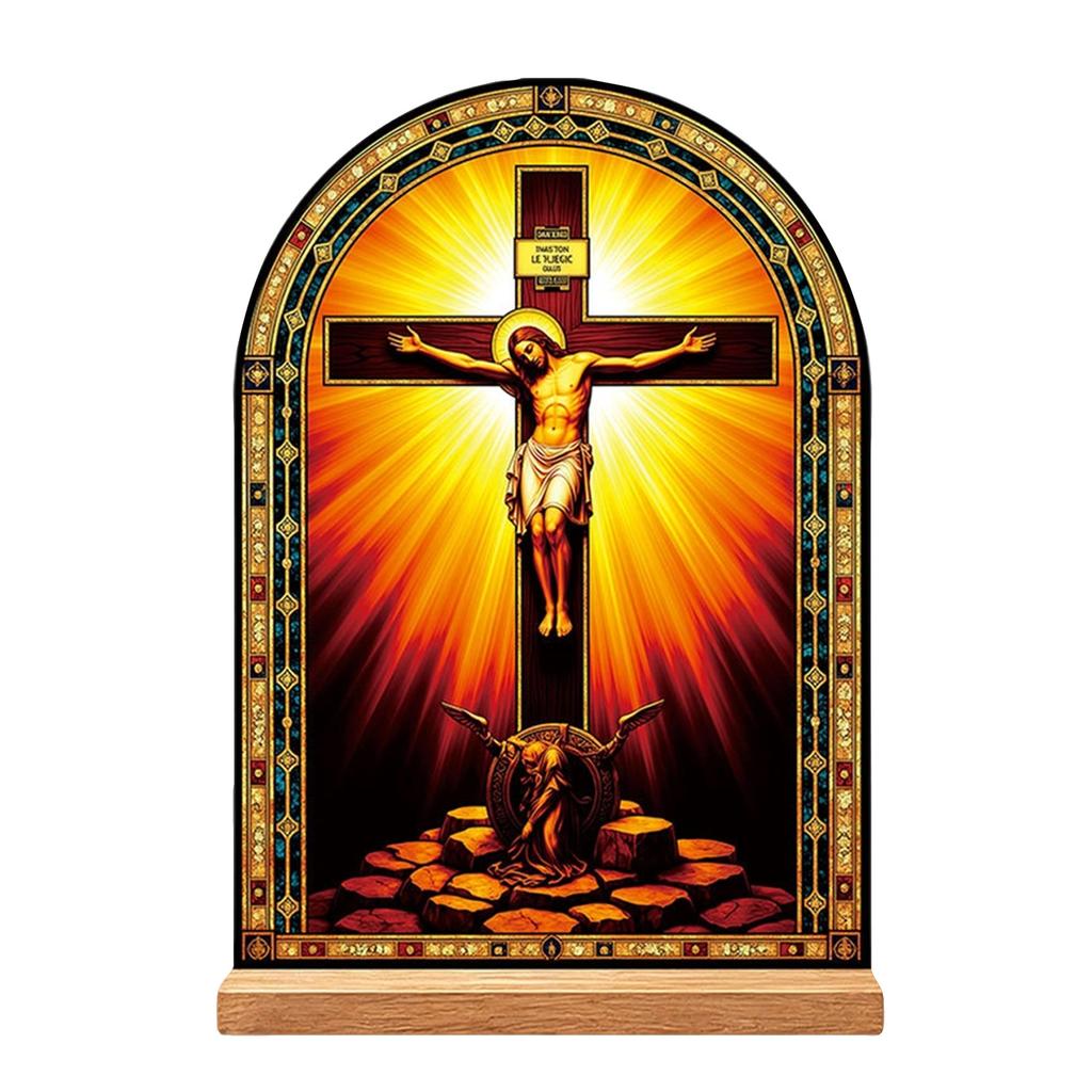 Easter Sacred Heart Tabletop Decoration Faux Glass Acrylic Display for Home Shelf Decor
