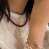 Women's Elegant Red Agate Beaded Choker Necklace: Retro, Luxurious & Versatile Fashion Accessory