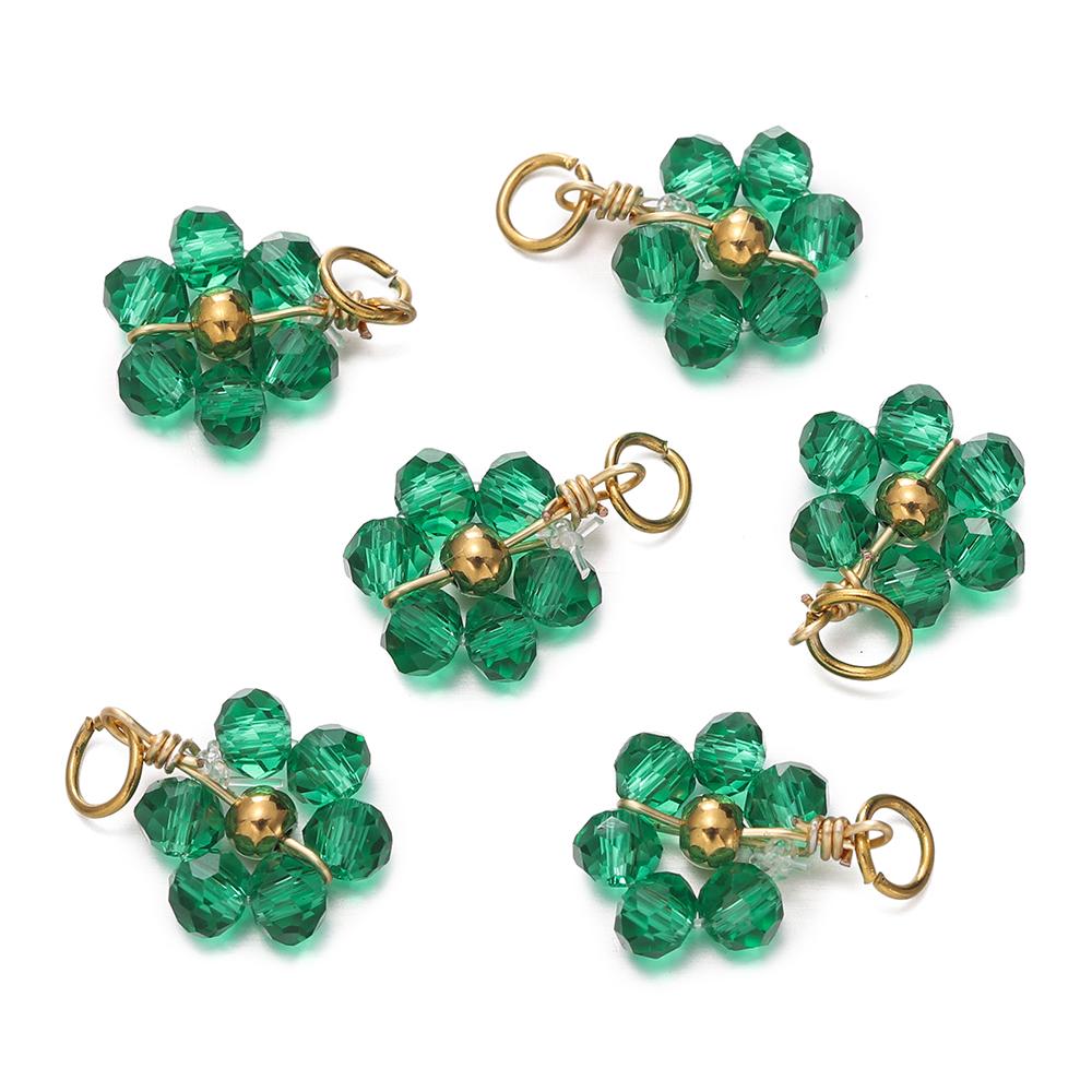 5pcs/Lot Crystal Small Flower Bead Pendant with Stainless Steel Connector for Earrings Necklace Pendant DIY Jewelry Making