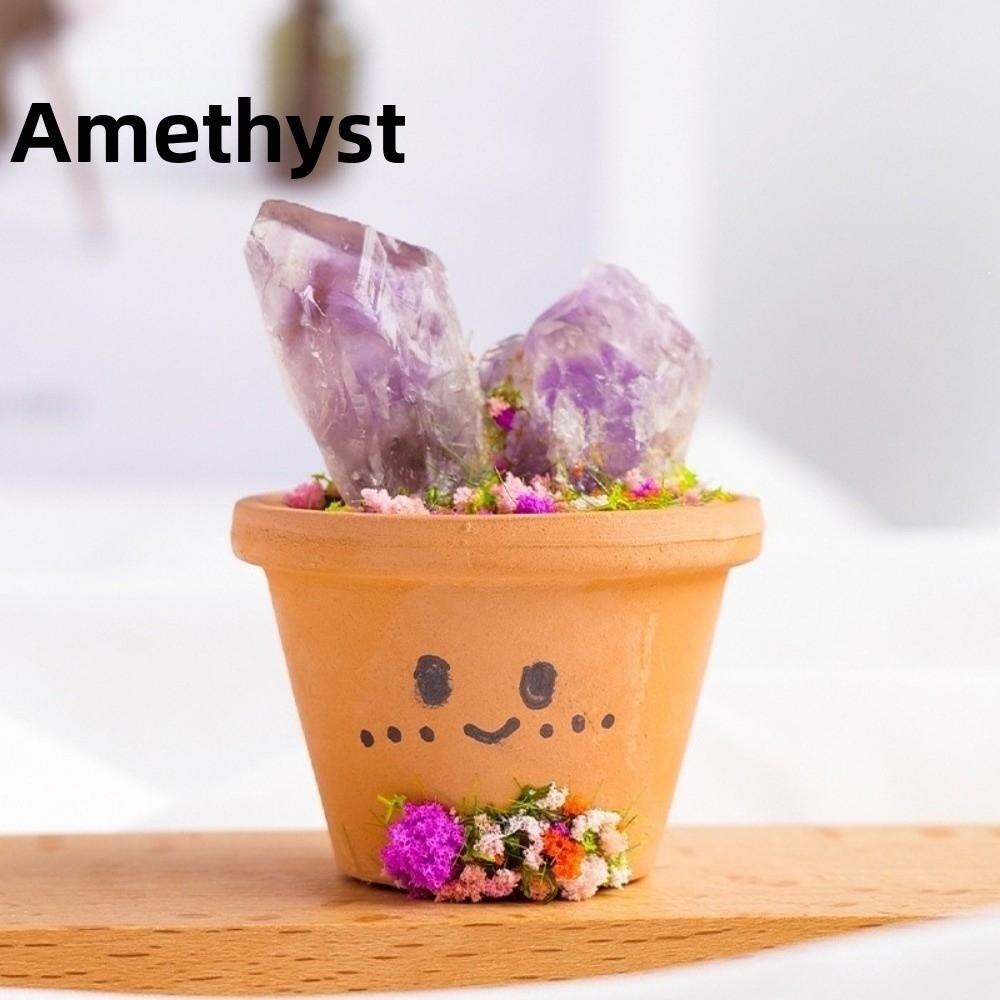 Feng Shui Crystal Stones Potted Plant Mini Decorative Rhinestone Potted Meditation