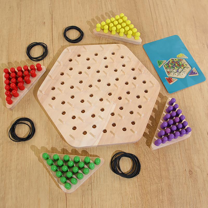 Mehrspieler Party Kampfspiel Holz Geometrisch Ineinandergreifend Schachtisch Brettspiel Neu Kettige Geometrie Schach Familie Interaktives Spiel
