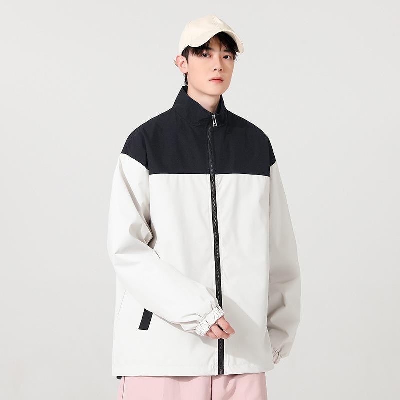 Autumn three-proof outdoor jacket men's trend contrasting color loose stand-up collar jacket casual sports men's top