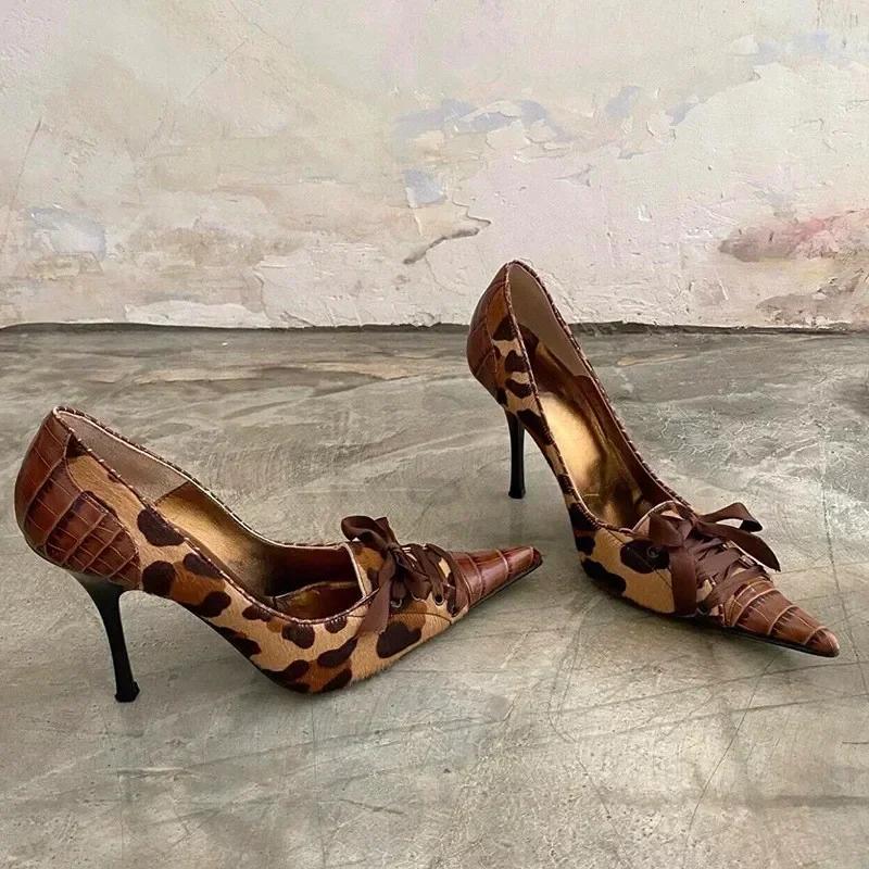 Fashion Fashion Bow Tie Design Leather Women Pumps Sexy Pointed Toe Thin High Heels Elegant Banquet Dress Mules Shoes Zapatos De Mujer