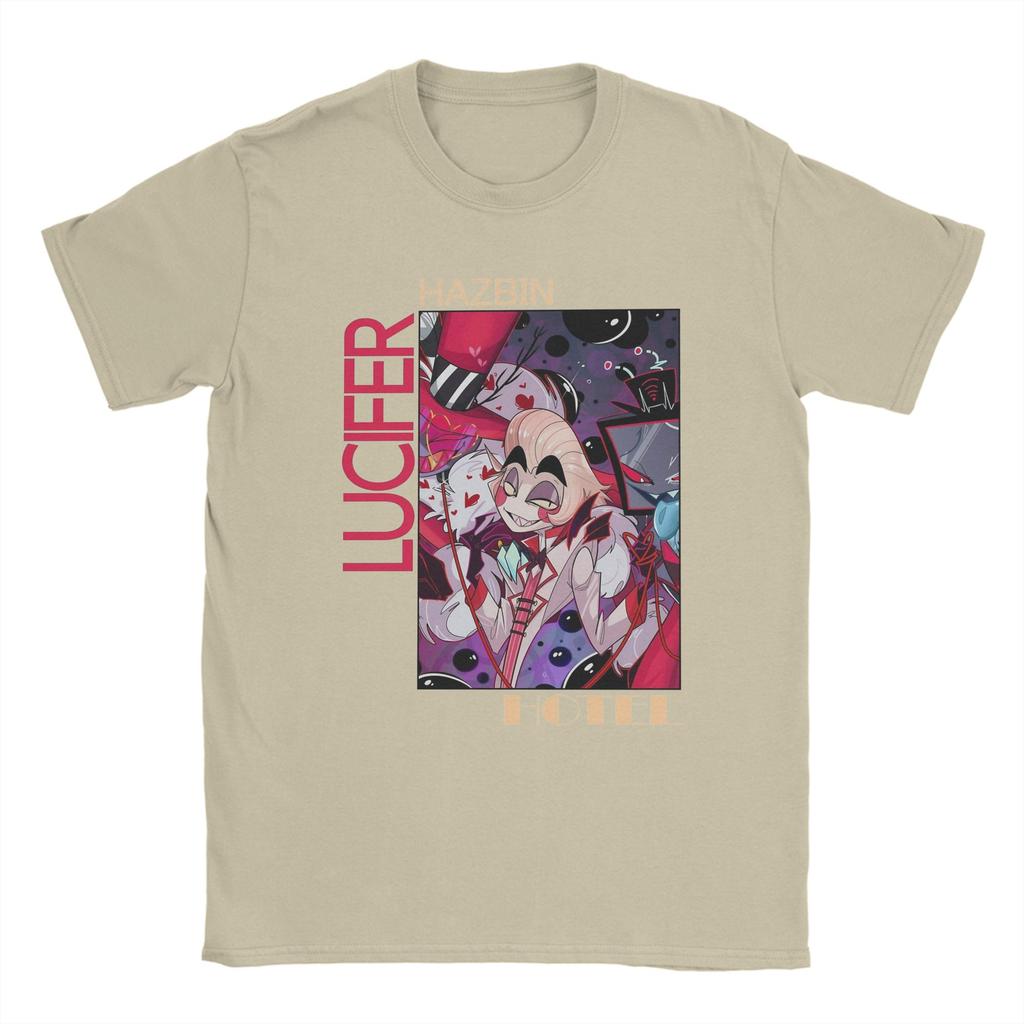 Men's Hazbins Hotels Lucifer Anime T Shirt  Pure Cotton Tops Funny Short Sleeve Crewneck Tee Shirt New Arrival T-Shirts