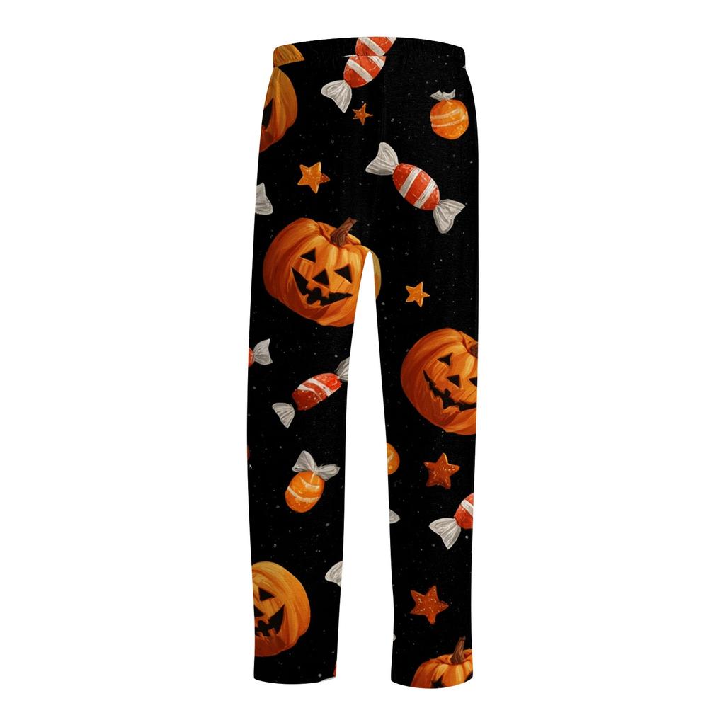 Men's Halloween Print Drawstring Lounge Pants Casual Sleepwear Pants Lightweight Comfortable Fit for Relaxing At Home or Sleep