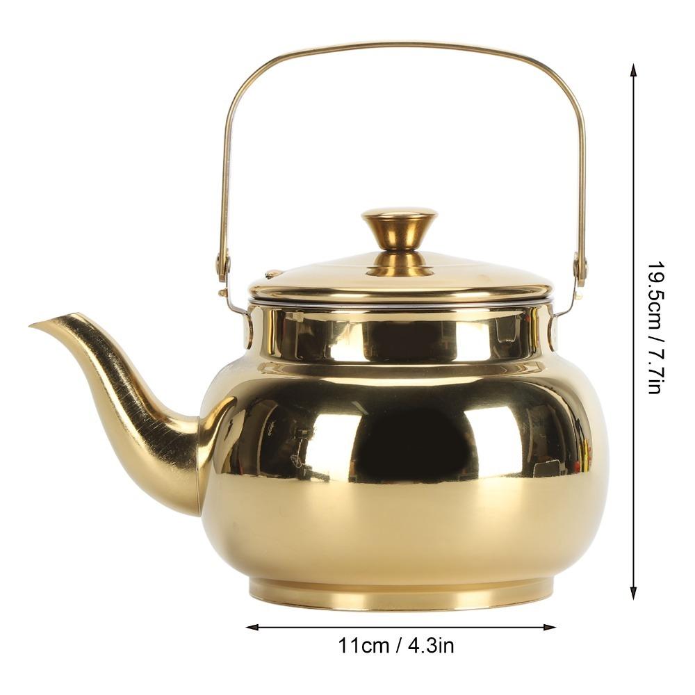 

Glossy Finish Stainless Steel Teapot Golden Stovetop Kettle Stove Top Kettle Restaurant Use 1.5L Glossy