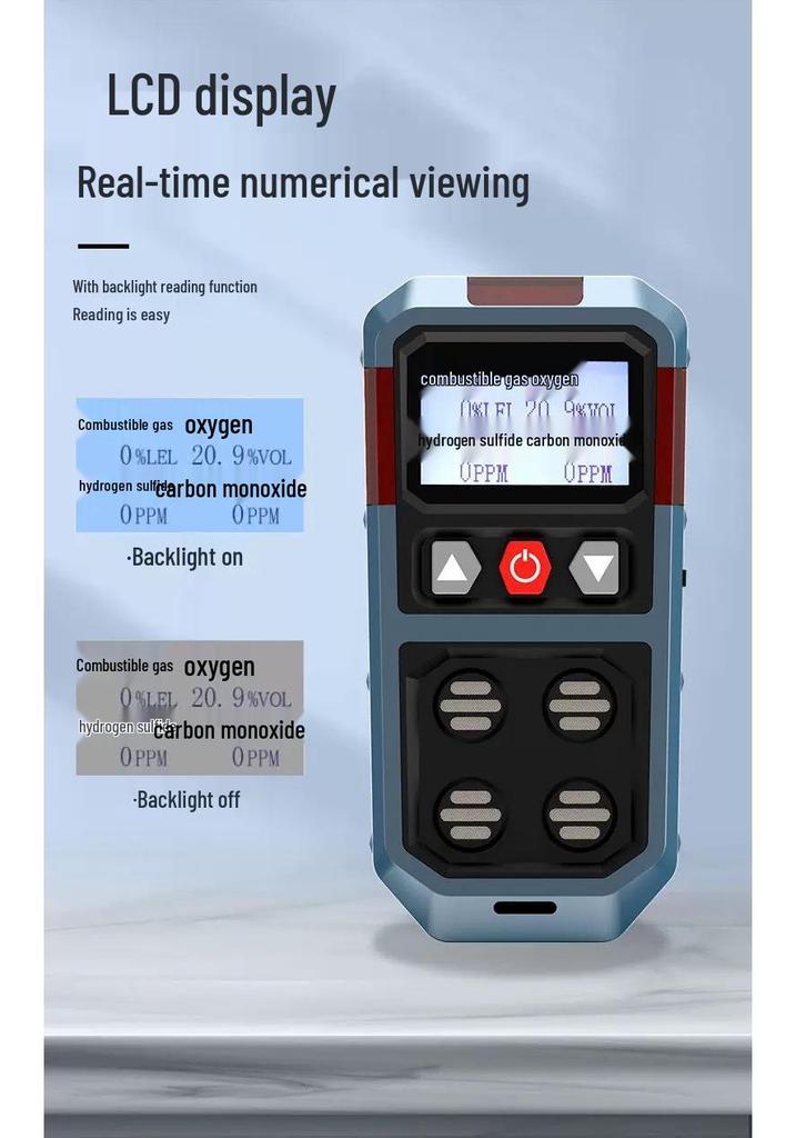BTQ-ABBJ-4 Multi-Gas Alarm: Oxygen, Hydrogen Sulfide, Carbon Monoxide Detector