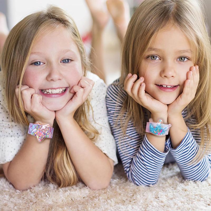Kids Cartoon Wristband with Glitter Sequins Unicorn Mermaid Slap Bracelets Birthday Party Favors Gift Goodie Pinata Fillers