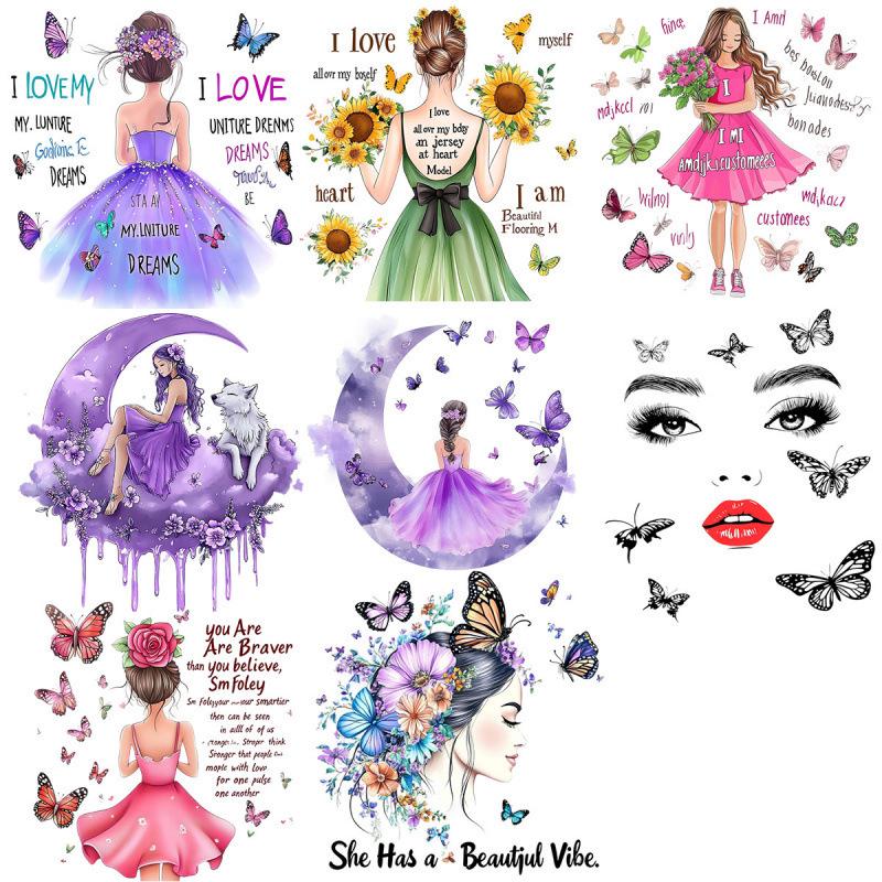 Creative Butterfly Girl English Wall Sticker - Self-Adhesive Decor for Background Walls