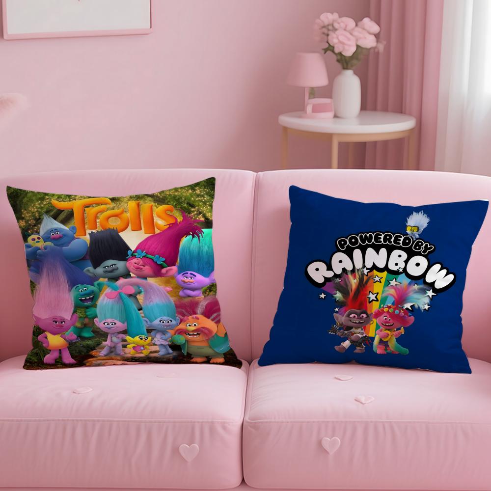 popular animated series Trolls Cushion Cover Soft  EasyWash Pillow Case  Versatile for Couch Bed Travel and Office