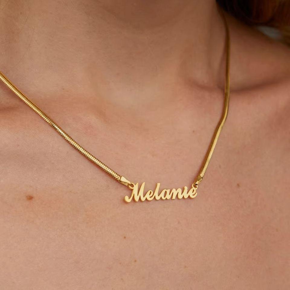 Stainless Steel Necklace for Women Custom Name Pendant Choker Personalized Jewelry Valentine's Day Gifts Link Chain Nameplate