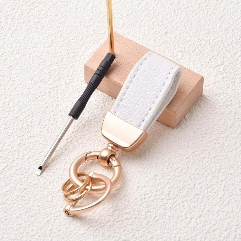1PC Goat Pattern High-end Keyring New French Car Keychain Hardware Key Holder High Quality Lambskin Leather Keychain