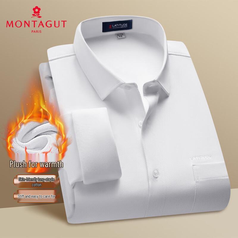 MONTAGUT Men s Fleece-Lined Business Long Sleeve Shirt 43