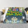 Couvertures en Flanelle My Singing Monsters Kawaii Dessin Animé Couverture Jetée Drôle pour la Maison 150*125cm Couvre-lit