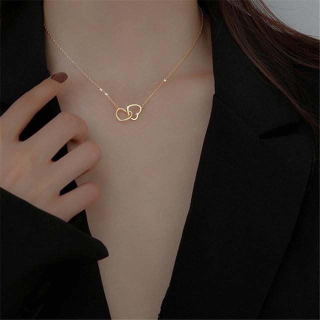Trend Double Layer Star Moon Pendant Necklace For Women Girl Clavicle Chain Eight-pointed Star Necklace Simple Jewelry Gift