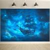 1 piece 2D background cloth 1. Halloween Carnival, mysterious pirate ship background cloth, dreamy party atmosphere