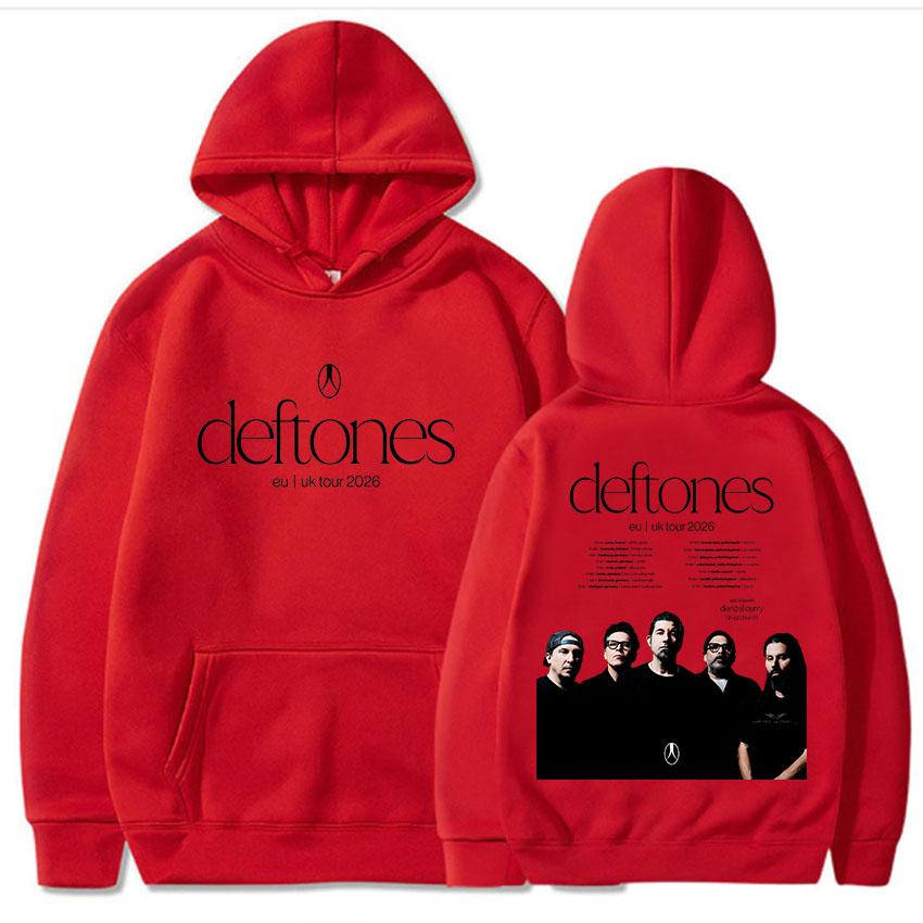 Deftones EU UK Tour 2026 Felpe Manica Lunga Moda Felpa con Cappuccio Uomo Donna Abbigliamento Band Moda Stampa Grafica Felpe con Cappuccio