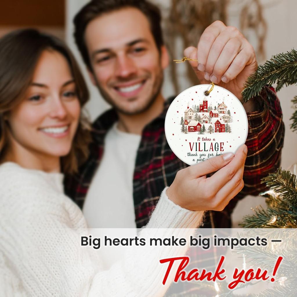 Thank You Ornament 2025 - It Takes A Village Ornament, Unique Xmas Gifts for Coworkers Boss Mentor, Thank You Gifts for Women Men Teachers Coaches