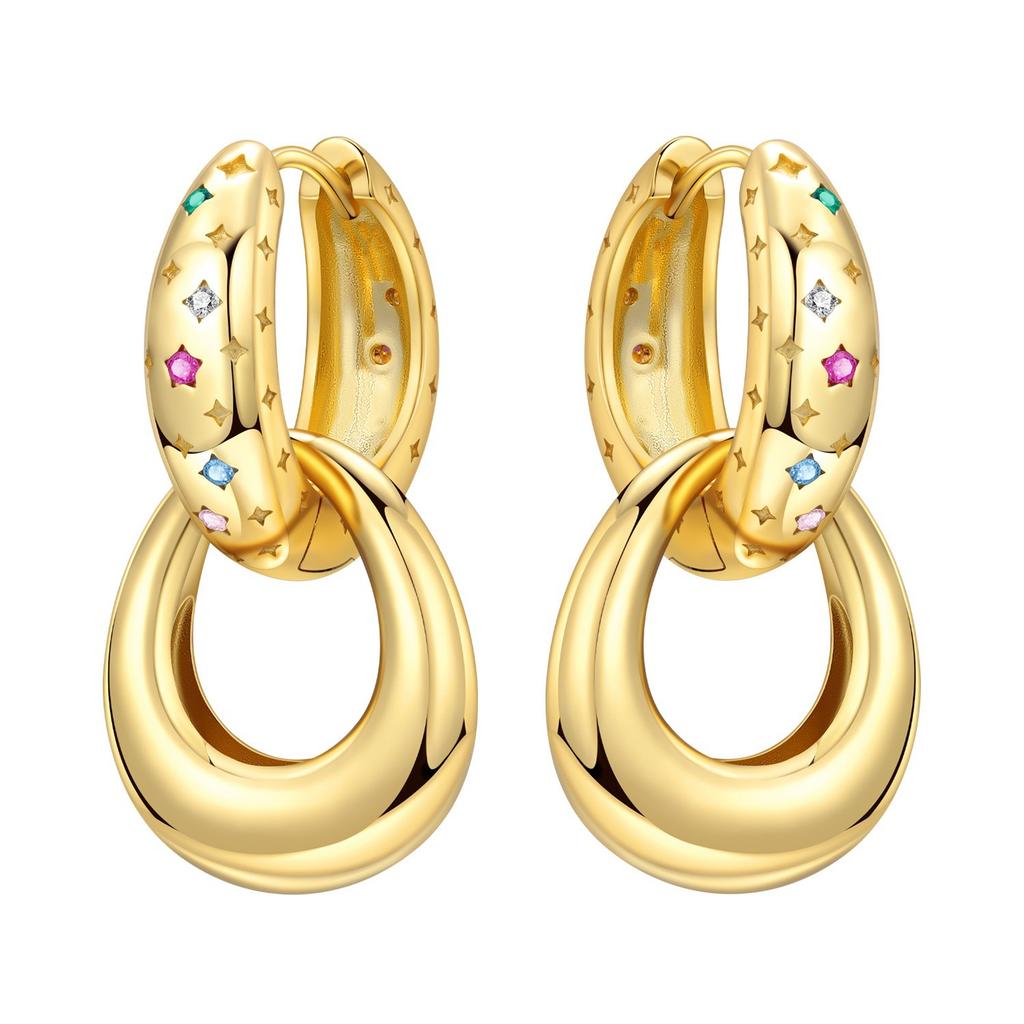 Simple Heart Cross Earrings For Women Fashionable Gold Elegant Jewelry Gift