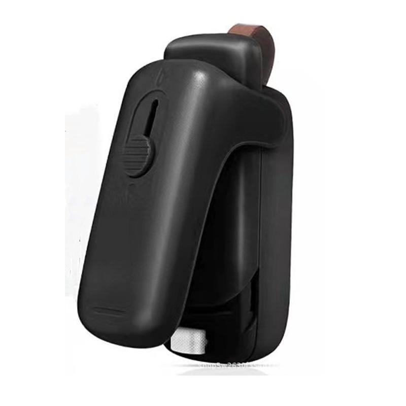 

Мини-запайщик пакетов, ручной термовакуумный запайщик, запайщик 2 в 1 с ремешком, портативная машина для повторной запайки пластиковых пакетов для пищевых продуктов чёрный