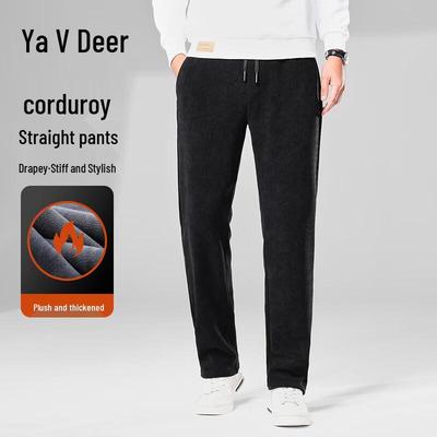 YaLu Men's Fleece-Lined Corduroy Trousers
