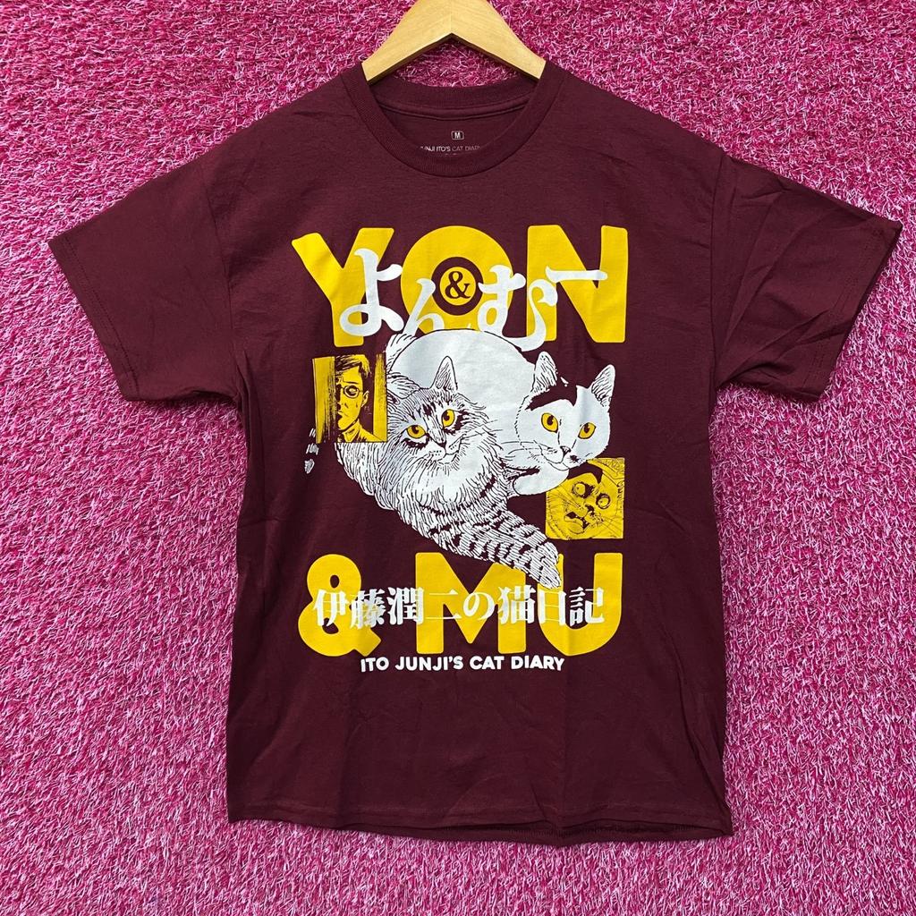 Junji Ito's Cat Diary Yon Mu Portrait Manga 100% Cotton T-shirt Mens Tees Top