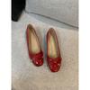 2025 New Spring French Small Inner Height Increase Flat Shoes Women's Bow Ballet Shoes Square Head Shallow Mouth Single Shoes