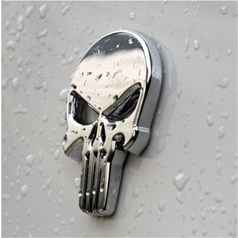 1PC 3D Metal Punisher Skull Skeleton Head Emblem Sticker Modified Scratch Fuel Tank Sticker Decoration Car Accessories