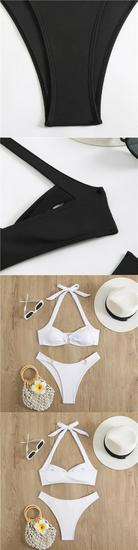 2025 Cross-border Women's Ribbed Halter Swimsuit: New European & American Style Bikini