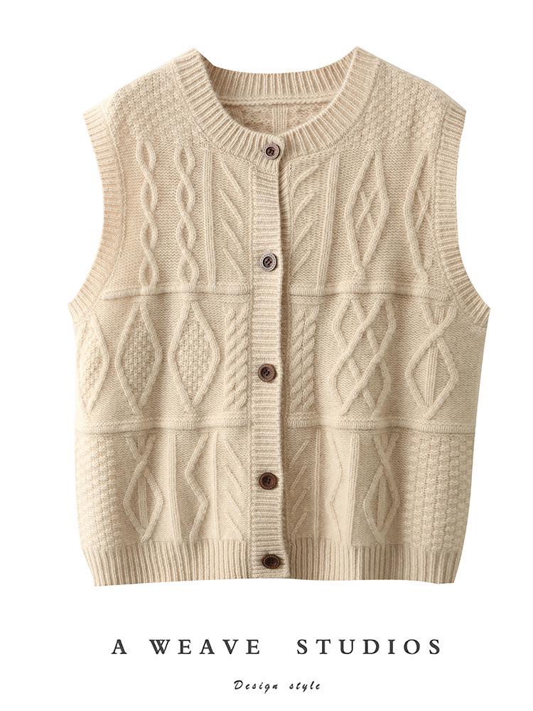 Women's Early Autumn Cashmere Cable Knit Sleeveless Vest Sweater Top