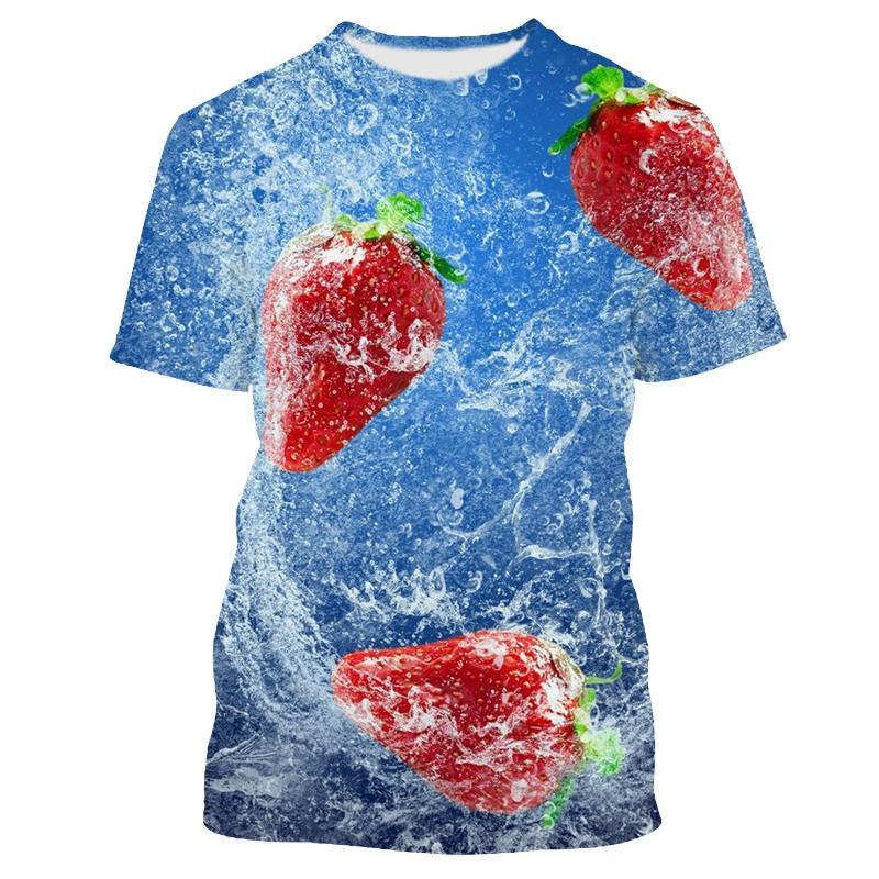 Früchte Beeren Muster Herren T-Shirt Lässig Herren Weich Locker Kurzarm Kleidung Modisch Streetwear Lustig Rundhals Oberteile