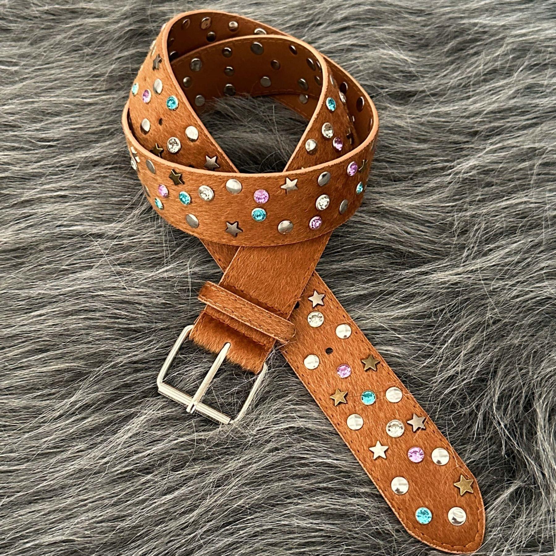 Ainworth Vintage Horsehair Color Diamond Caramel Belt Vintage Wear with Accessories Niche Jeans Belt