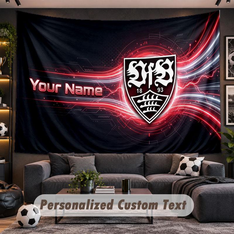 Wall Hanging Tapestry Custom NameVfB Stuttgart FC Pattern Personalized Printed Fabric Wall Decor