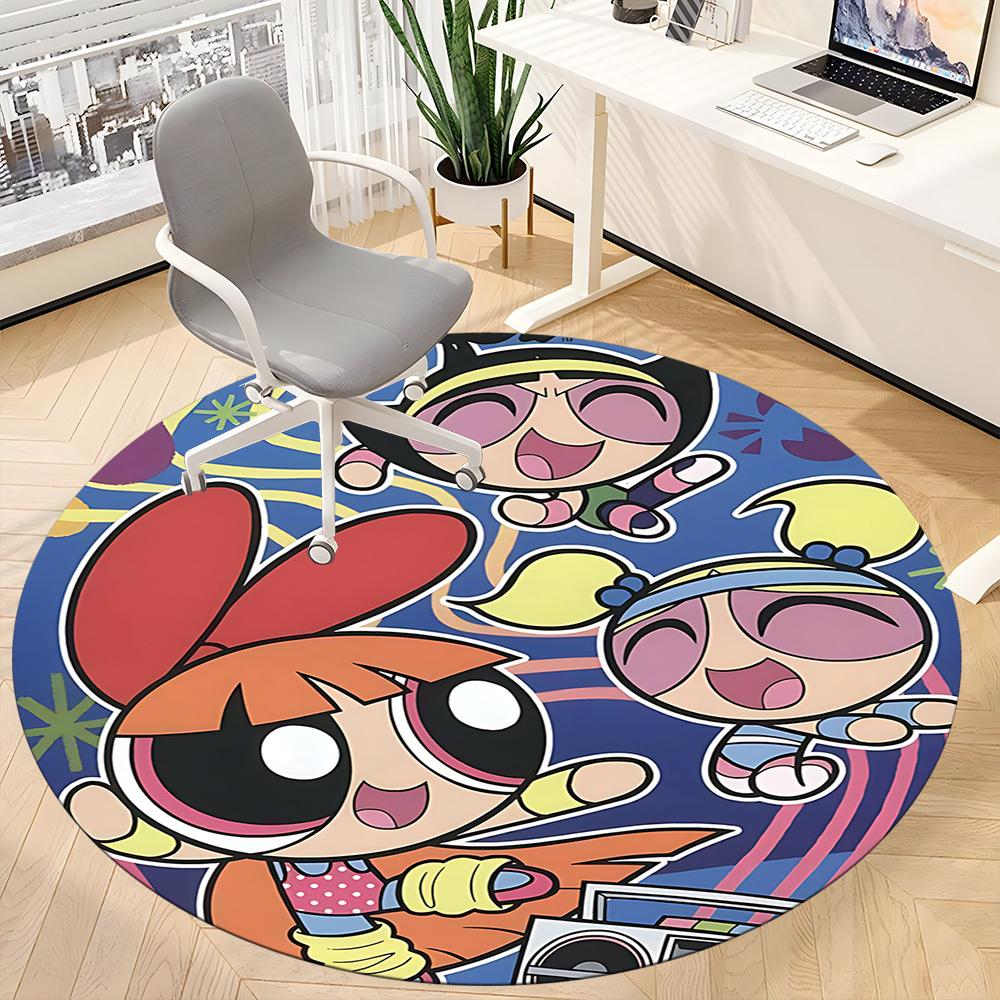 P-Powerpuff Girls Office Round Area Rug, Under Office Chairs Bedroom Living Room Home Decor a1022222