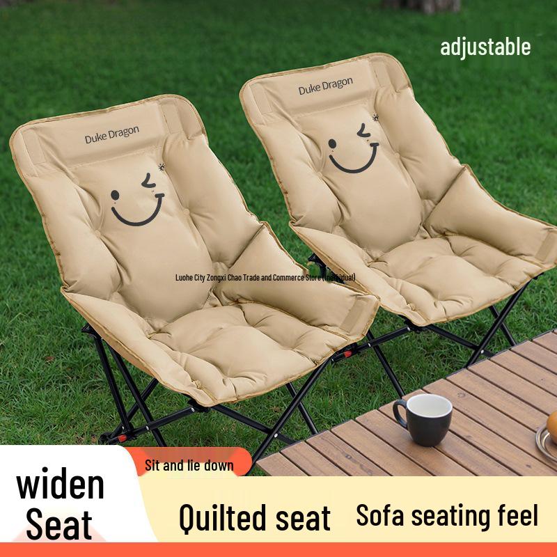 Foldable Outdoor Recliner: High-Back, Cotton Moon Chair for Beach, Portable & Adjustable for Sketching, Leisure, and Fishing.
