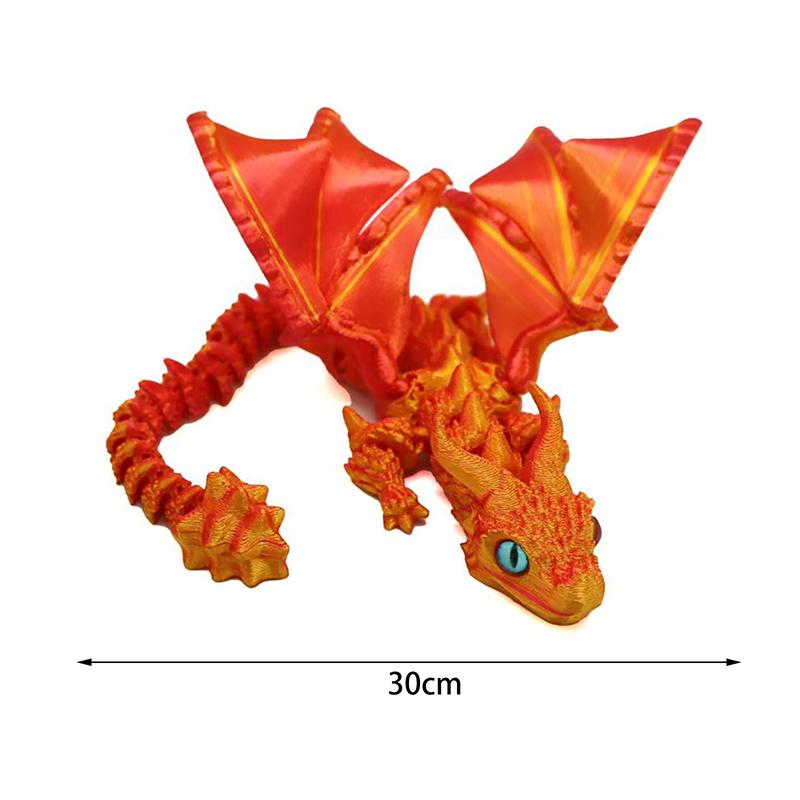 3D-gedruckte geflügelte Kutsche Drachenfigur mit zufälligen Augen Art Deco Harz Drachenskulptur Tischplatte Tierisches Thema Dekorationen