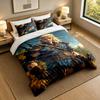 3-Piece Bed Sheet Set with The Witcher Geralt Design, 1 Flat Sheet and 2 Pillowcases for Bedroom