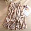 Damen Elastische Hohe Taille Schimmernde Falten Weiter Bein Verkürzte Hosen Fließende Durchsichtige Chiffon Caprihosen Leichte Sommerurlaub Lässige Lockere Hosen