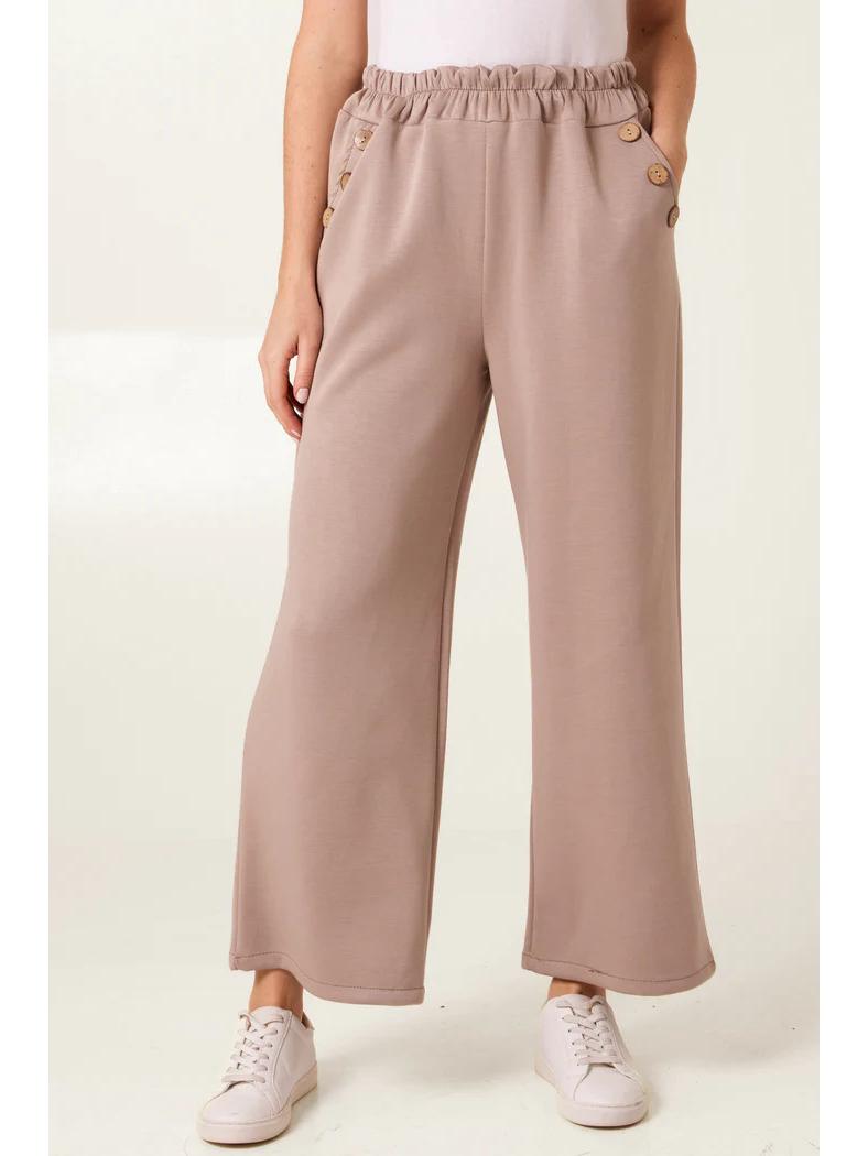 

2025 European & American High-Elastic High-Waisted Slimming Casual Wide-Leg Button Pants for Women (Spring/Summer) XXL хакі