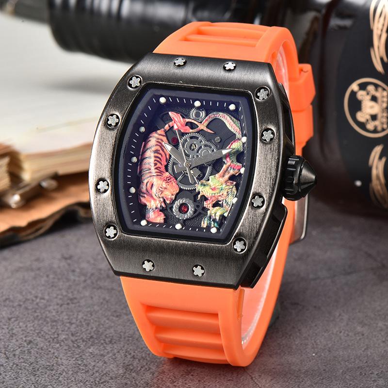 New Dragon Tiger Pattern Lassa Quartz Watch Men's Three-Pin Fashion Trend Calendar Watch