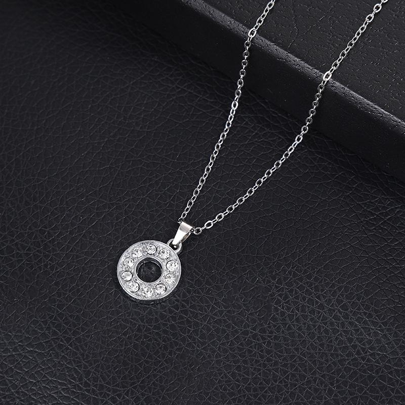European & American Inlaid Rhinestone English Letter Choker Necklace for Women - Stainless Steel Pendant Jewelry Accessory