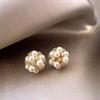 High-End French Retro Pearl Flower Stud Earrings - Elegant, Versatile, and Fashionable for Women