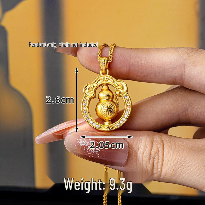 

Винтажное ожерелье-тыква со стразами, вращающееся - Модный вьетнамский придворный стиль, золотой кулон, украшения с долговечным цветом