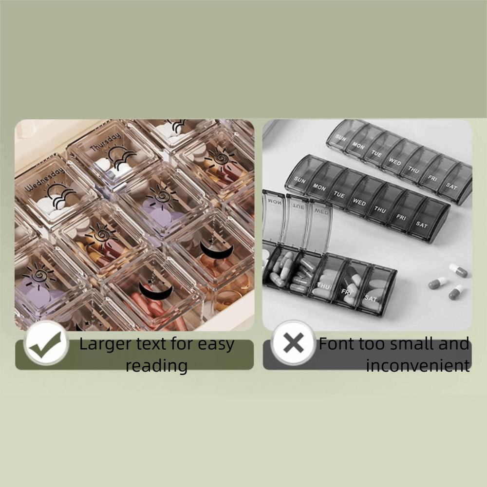 21 Grids Weekly Pill Organizer Food Grade Vitamin Storage Case Daily Pill Box  Travel