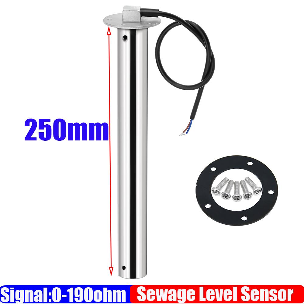 0-190ohm 52mm Holding Tank Gauge with Flash Alarm 150~550mm Sewage Level Sensor HTG Waste Level Meter Waterproof Car Boat