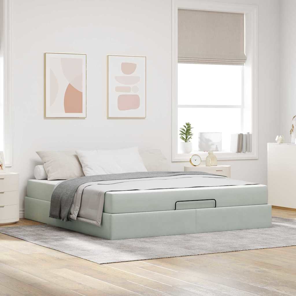 Bed Frame with Mattress 2 pcs Light Grey Velvet